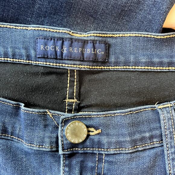 Rock & Republic Womens Berlin Dark Wash Mid Rise Skinny Jeans Plus Size 16 - Picture 12 of 15